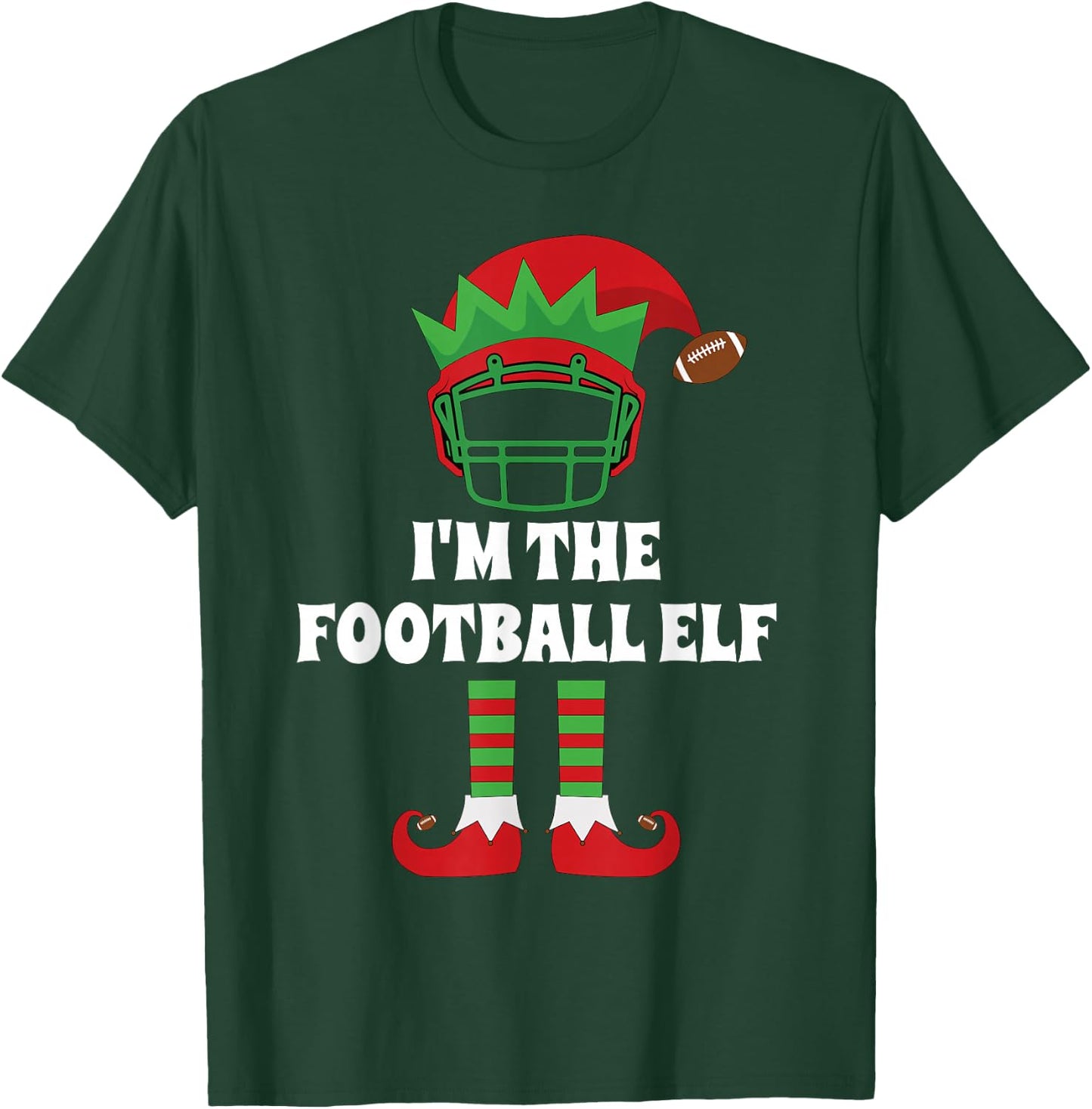 The Football Elf Matching Family Group Christmas Party Elf T-Shirt - T-Shirt | Forest