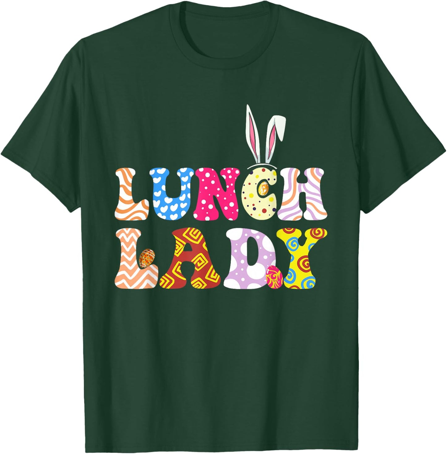 Bunny Lunch Lady Funny Egg Easter Day Floral Women T-Shirt - T-Shirt | Forest