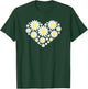 Threadrock Heart of Daisy Flowers -Adults, Girls Black Floral T-Shirt - T-Shirt | Forest