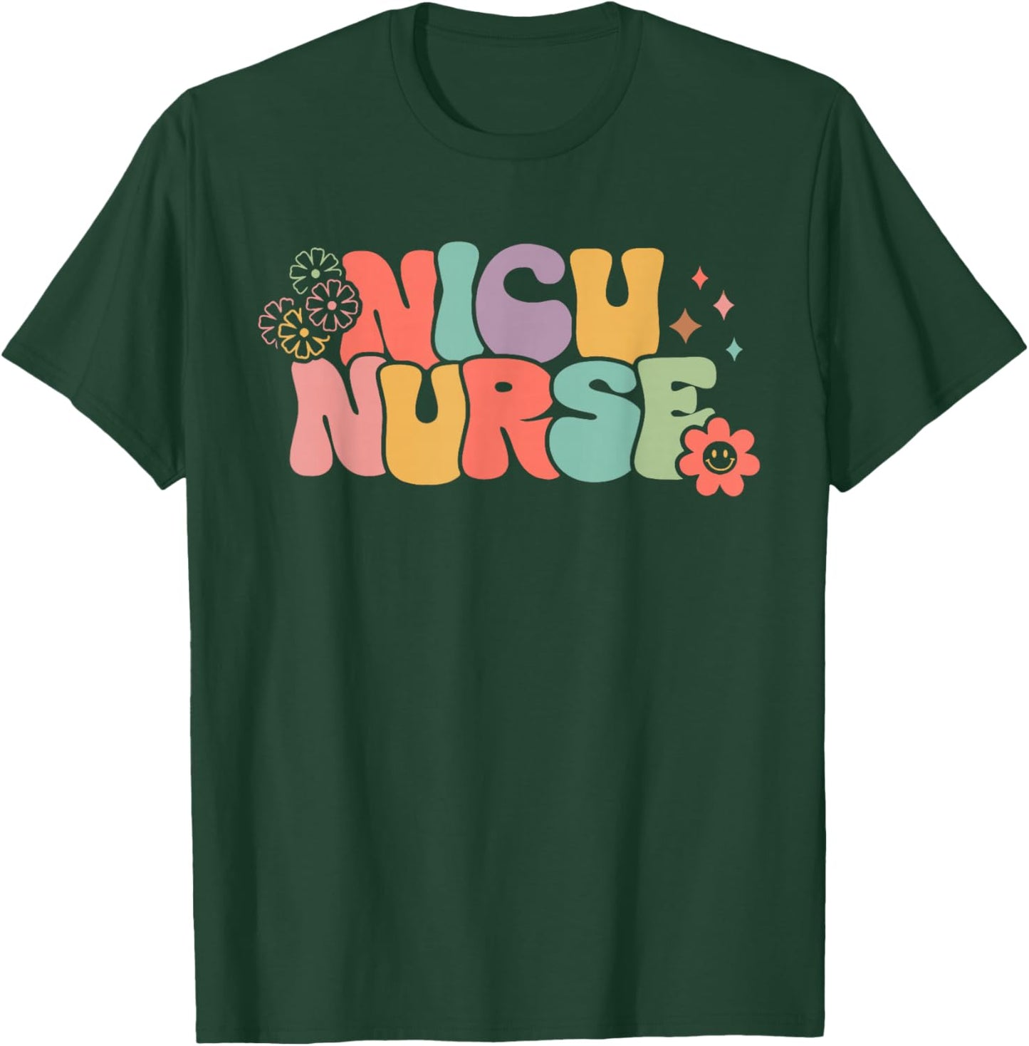 Groovy NICU Nurse ICU Neonatal Team Tiny Humans For T-Shirt - T-Shirt | Forest