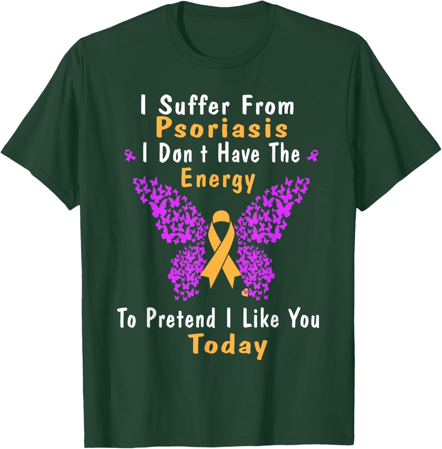 Psoriasis Awareness Butterfly Purple and Orange Ribbon T-Shirt - T-Shirt | Forest