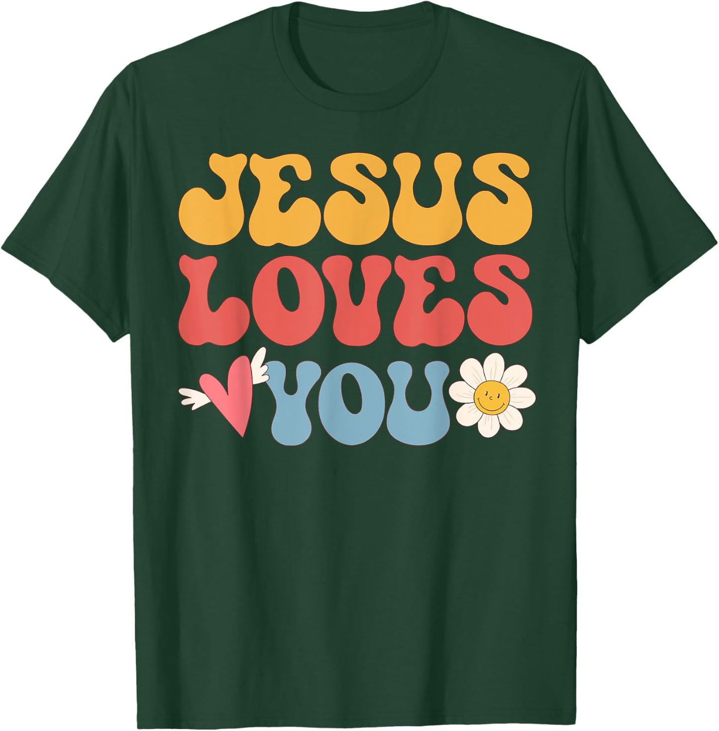 Groovy Jesus Loves You Christian 70's Hippie T-Shirt - T-Shirt | Forest