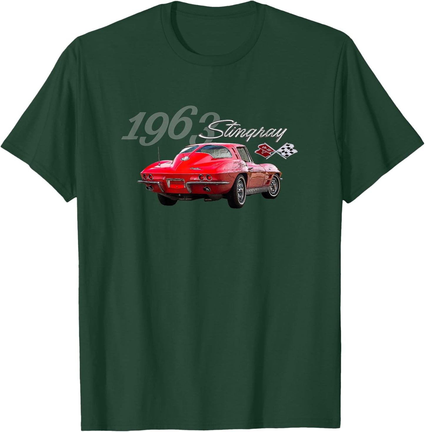 Classic Red 1963 Stingray, Vintage Rear Split Window Vette T-Shirt - T-Shirt | Forest