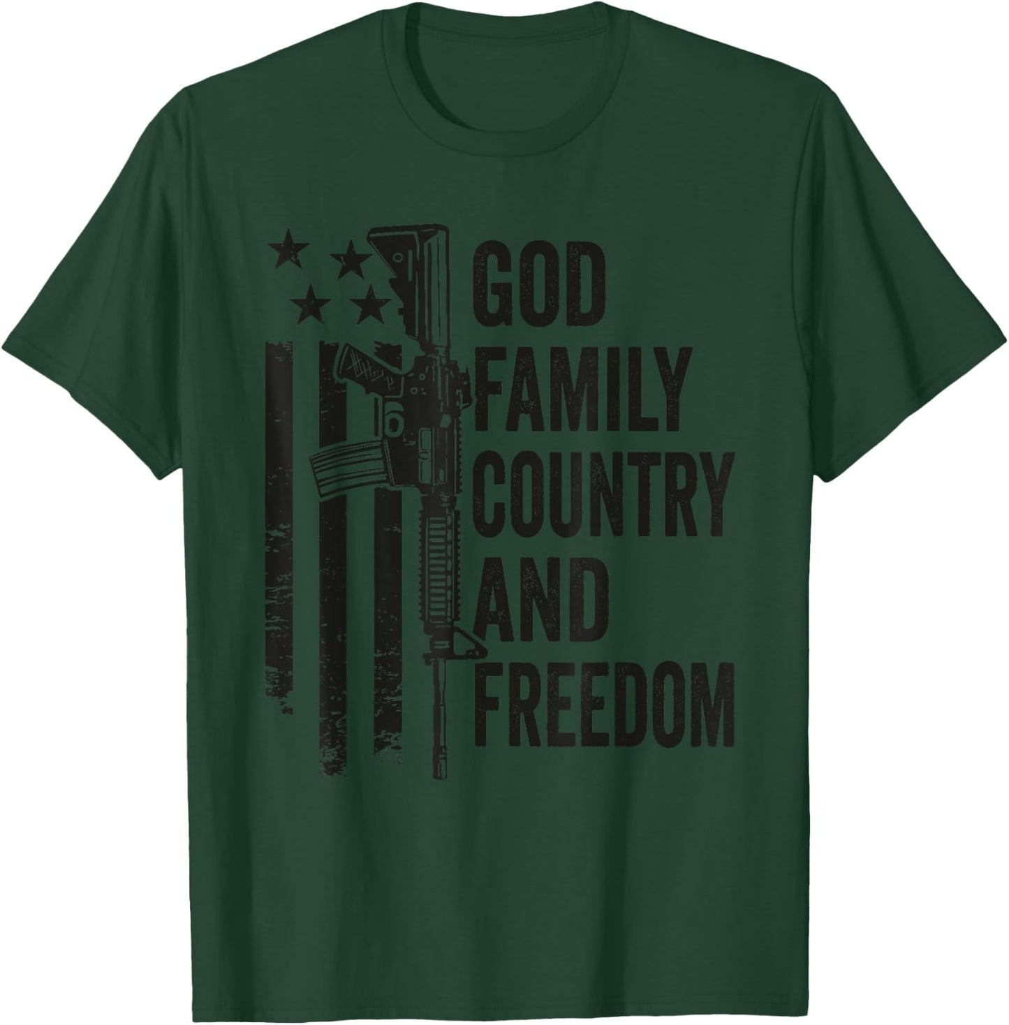God Family Country Freedom - AR15 Pro Gun 2nd Amendment T-Shirt - T-Shirt | Forest