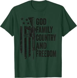 God Family Country Freedom - AR15 Pro Gun 2nd Amendment T-Shirt - T-Shirt | Forest