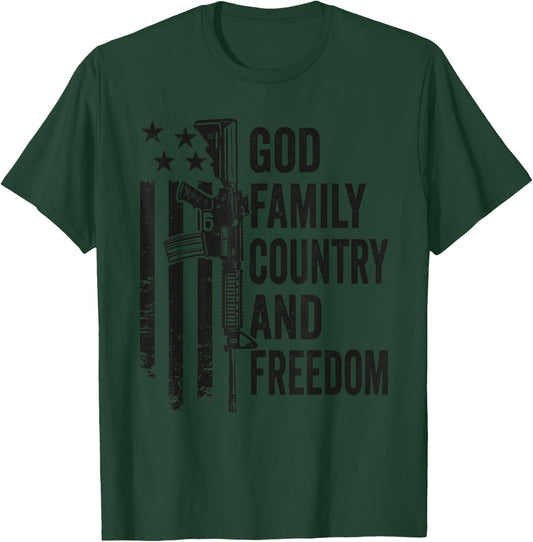 God Family Country Freedom - AR15 Pro Gun 2nd Amendment T-Shirt - T-Shirt | Forest