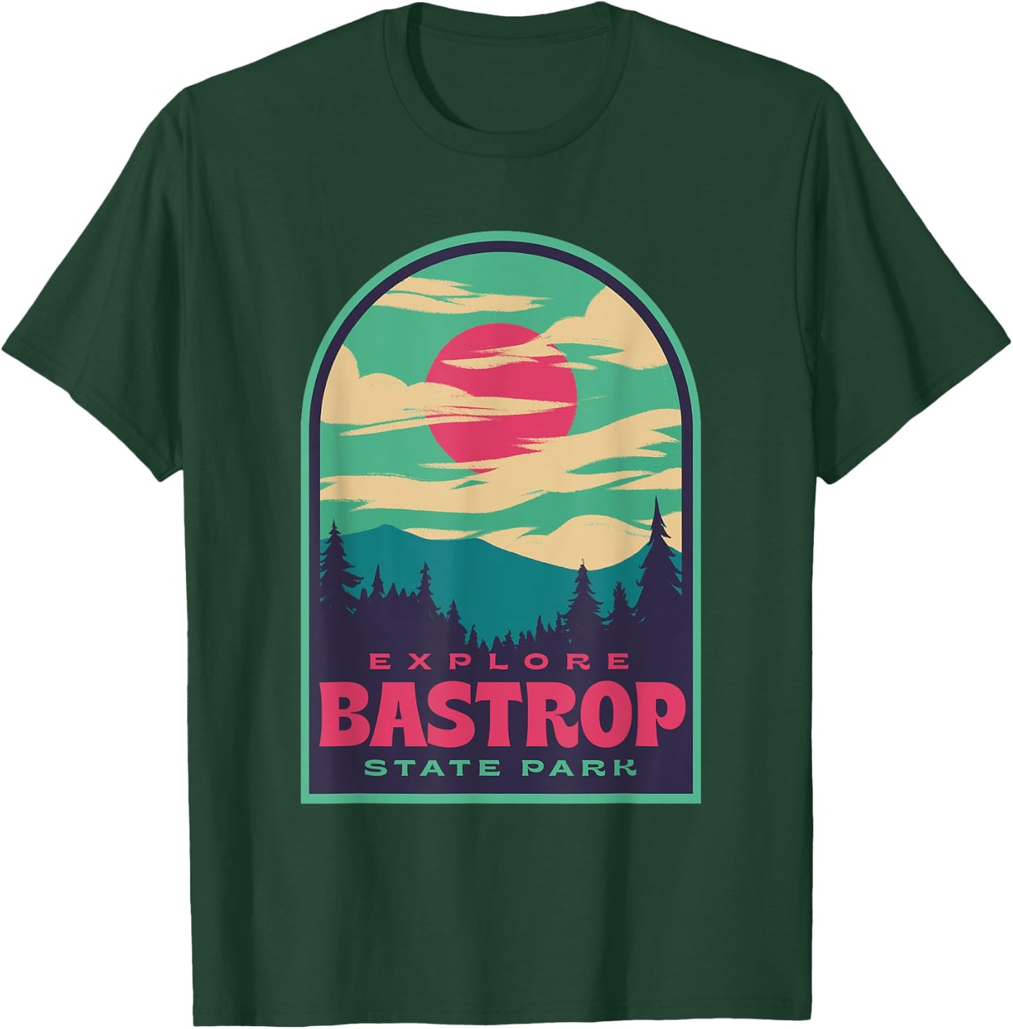 Bastrop State Park Retro Sunset T-Shirt - T-Shirt | Forest