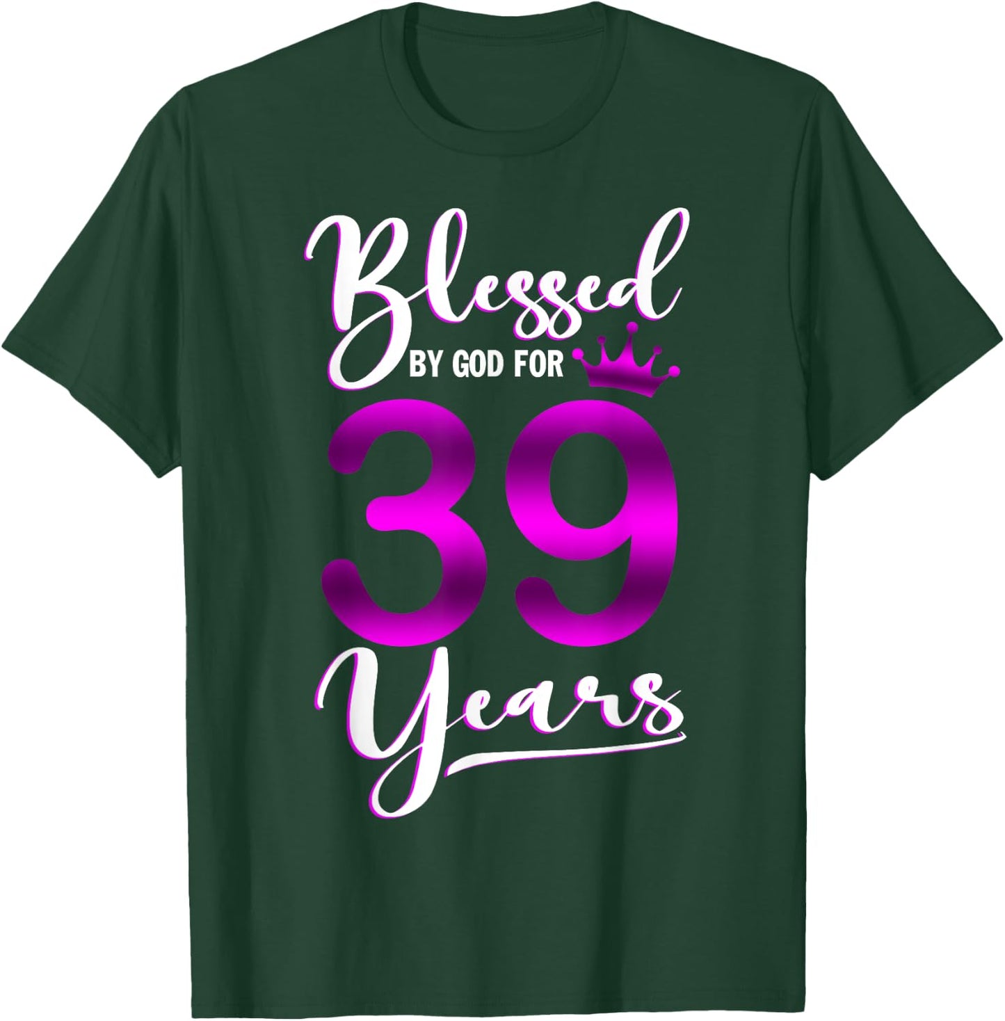Vintage Blessed by God For 39 Years Old Happy 39th Birthday T-Shirt - T-Shirt | Forest