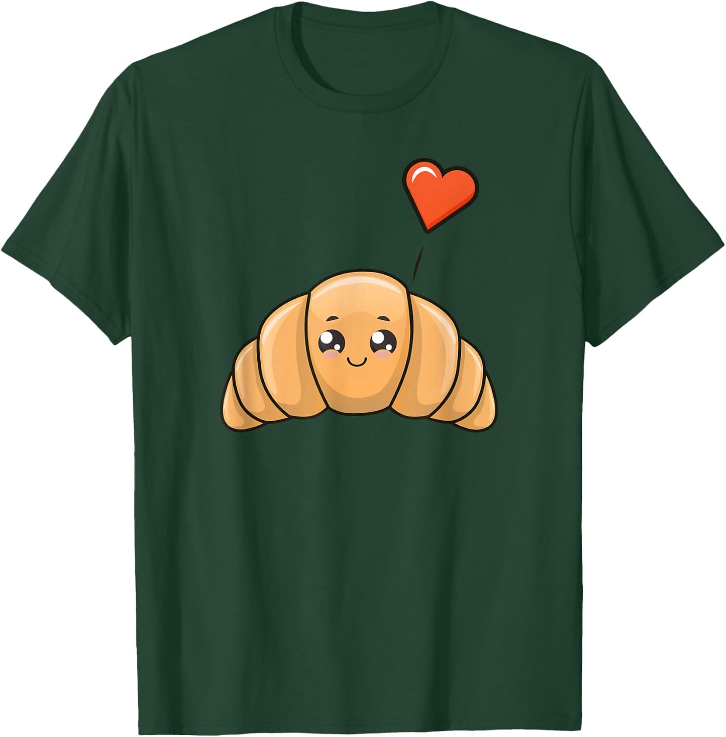 Cute Kawaii Illustration of Croissant T-Shirt - T-Shirt | Forest