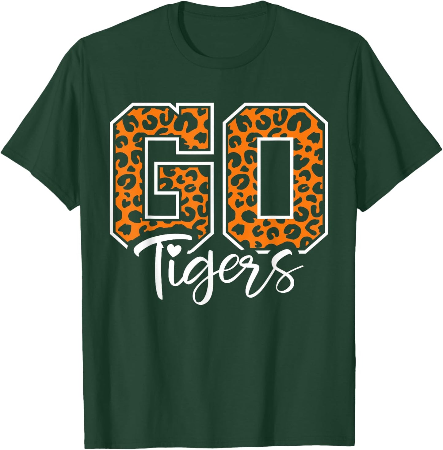 Tigers School Sports Fan Team Spirit Mascot Cute Heart T-Shirt - T-Shirt | Forest