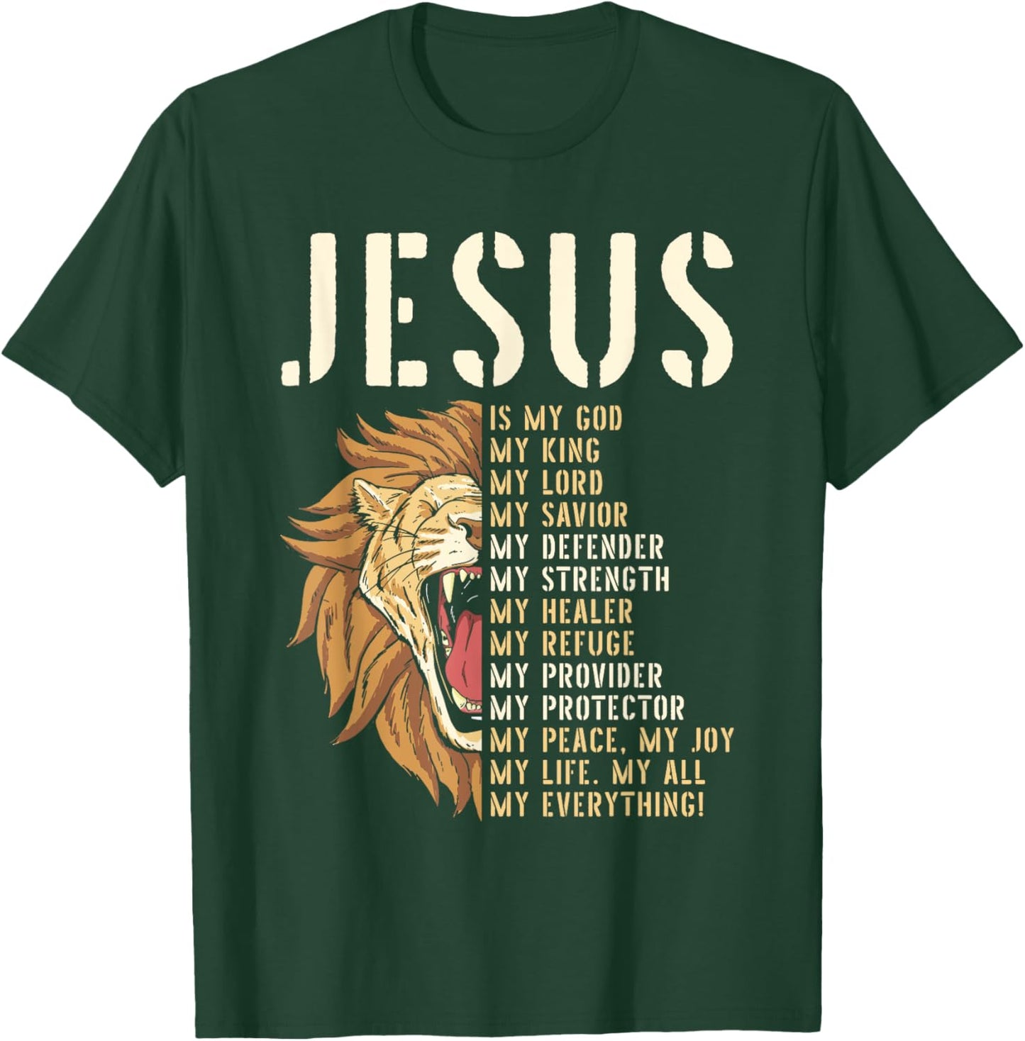 Jesus Is My God Lion Of Judah Christian Religious Faith T-Shirt - T-Shirt | Forest