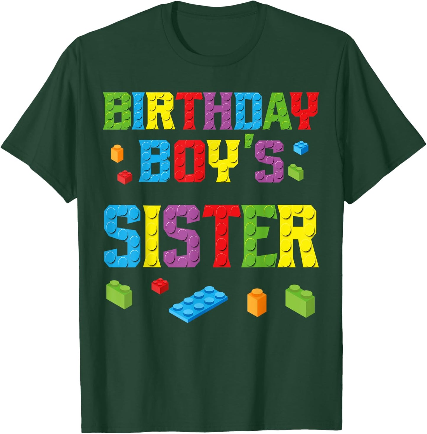 Master Builder Birthday Boy's Sister Building Bricks Blocks T-Shirt - T-Shirt | Forest
