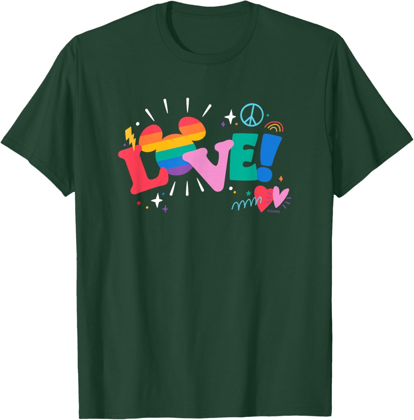 Disney Mickey Mouse Icon Pride Love Rainbow Doodles T-Shirt - T-Shirt | Forest