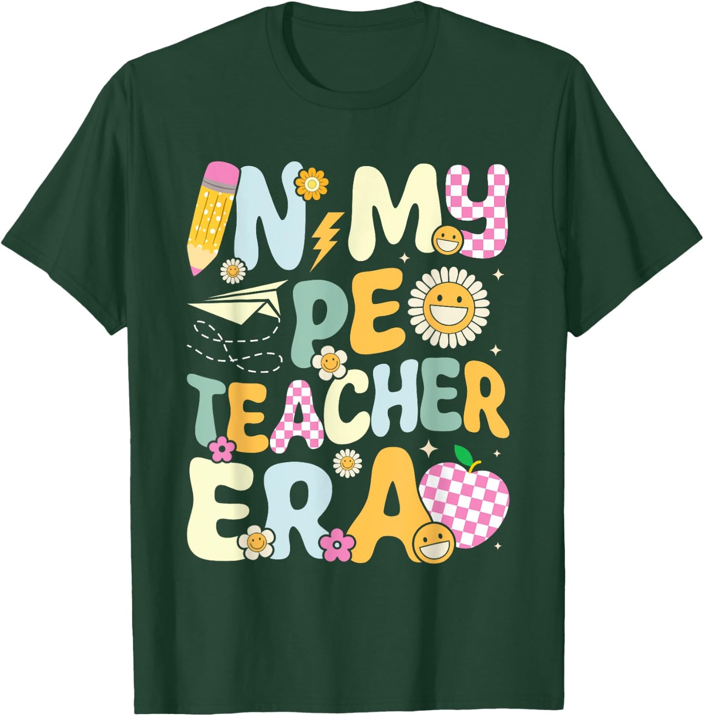 Retro In My PE Teacher Era Physical Education Groovy Women T-Shirt - T-Shirt | Forest