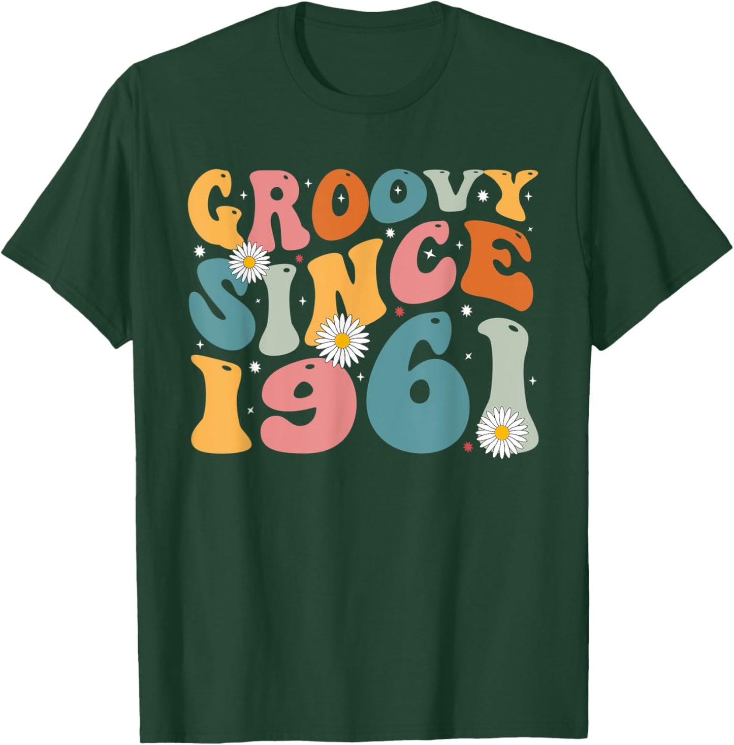 Groovy Since 1961 62nd Birthday Retro Gifts Born In 1961 T-Shirt - T-Shirt | Forest