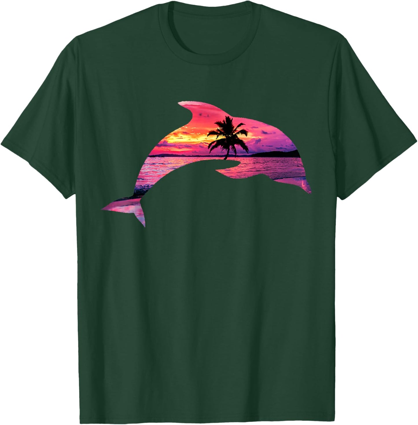 Beautiful Dolphin Sunset Colorful Sunrise Dolphin Silhouette T-Shirt - T-Shirt | Forest