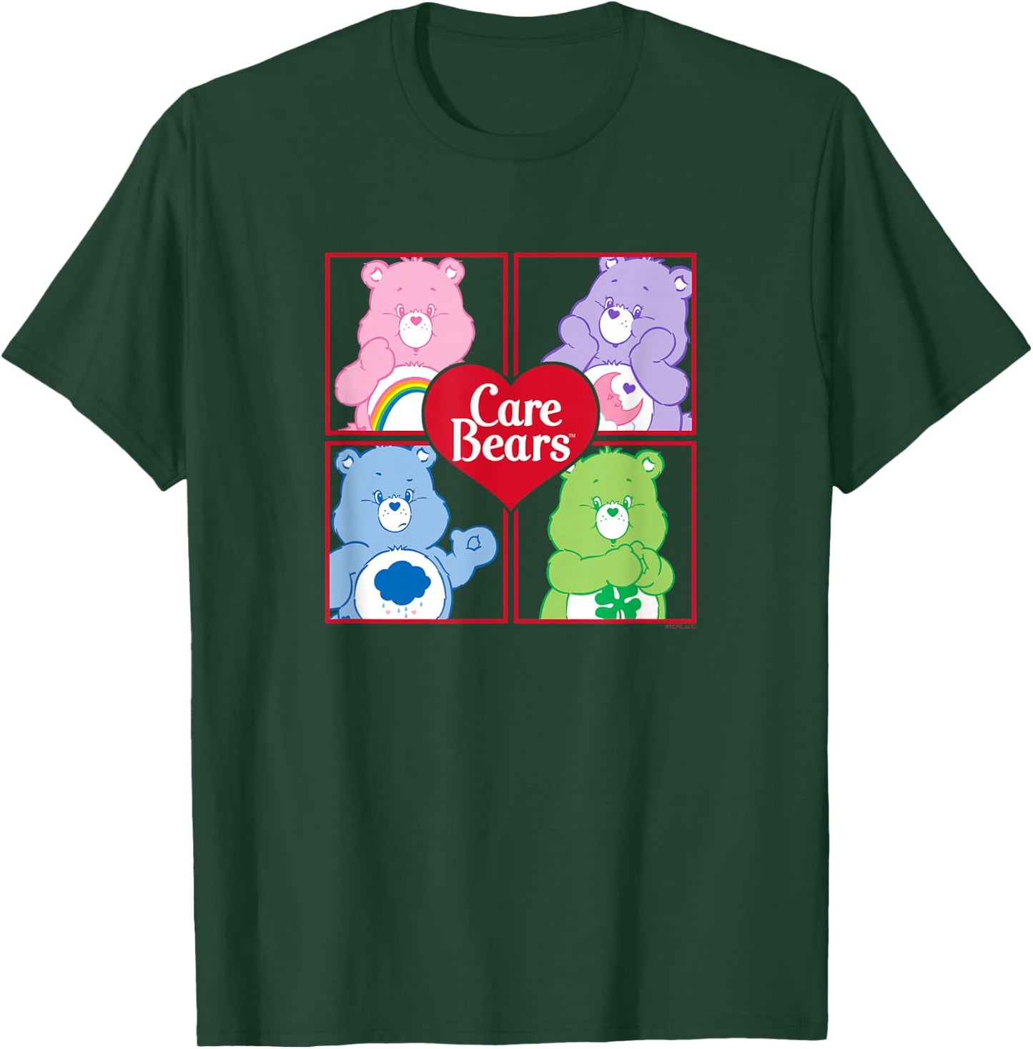 Care Bears Four Block Bears Heart Logo Retro Cartoon T-Shirt - T-Shirt | Forest