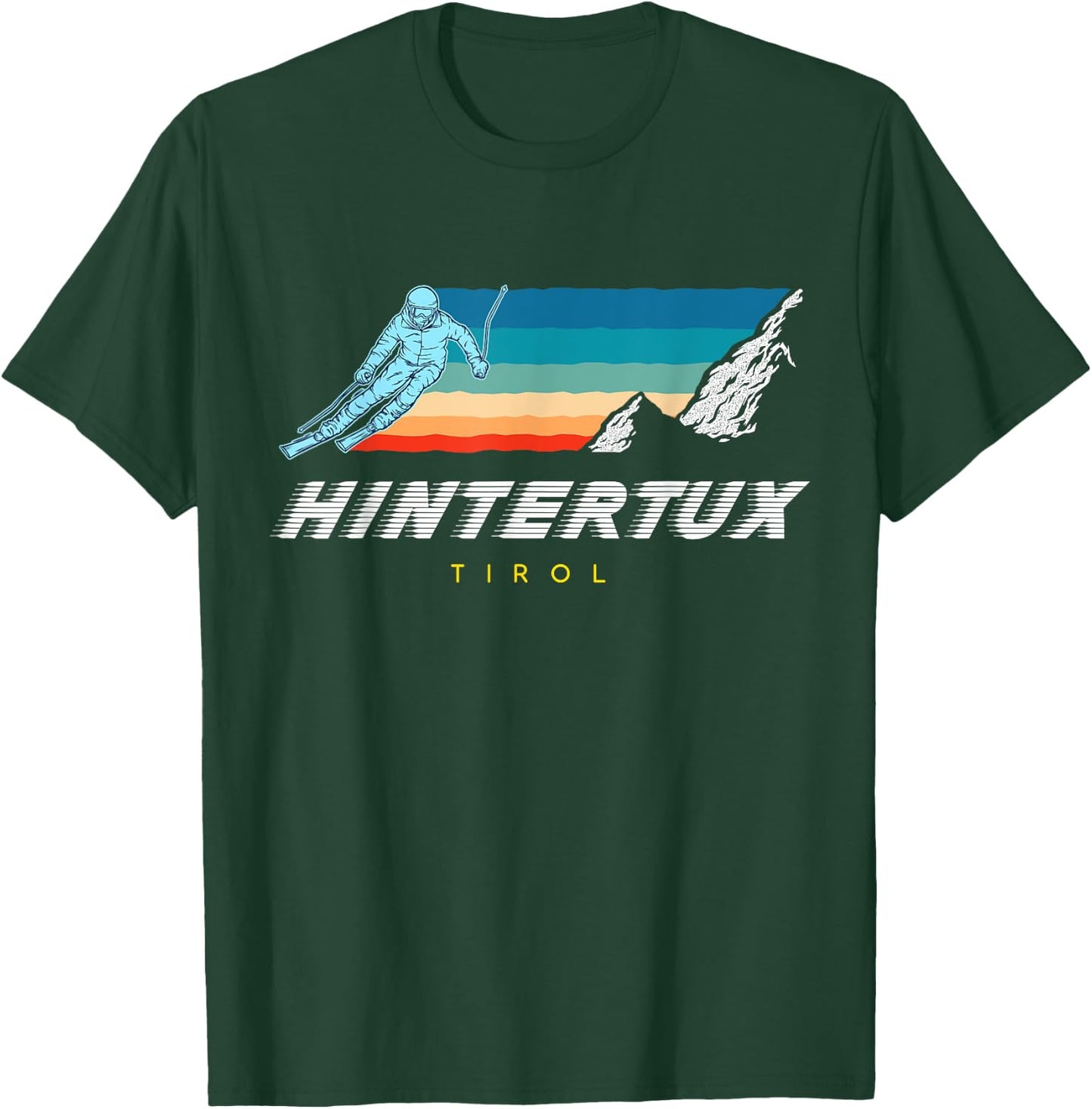 Hintertux Tyrol - Austria Retro 80s Ski Holidays T-Shirt - T-Shirt | Forest