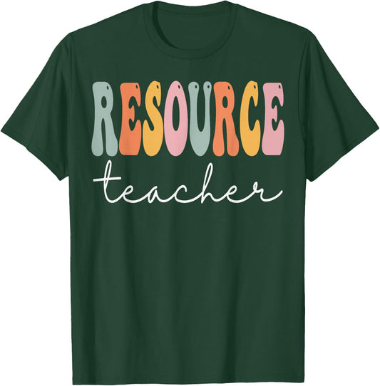 Resource Teacher Groovy Appreciation Day Back To School T-Shirt - T-Shirt | Forest