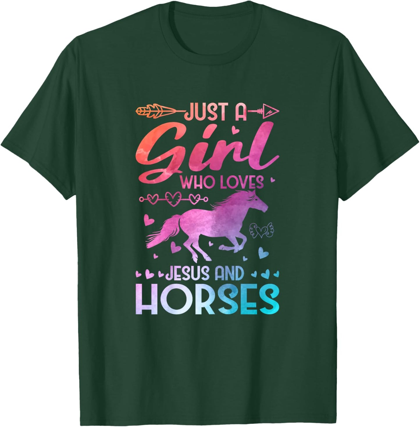 Just A Girl Who Loves Jesus And Horses T-Shirt - T-Shirt | Forest