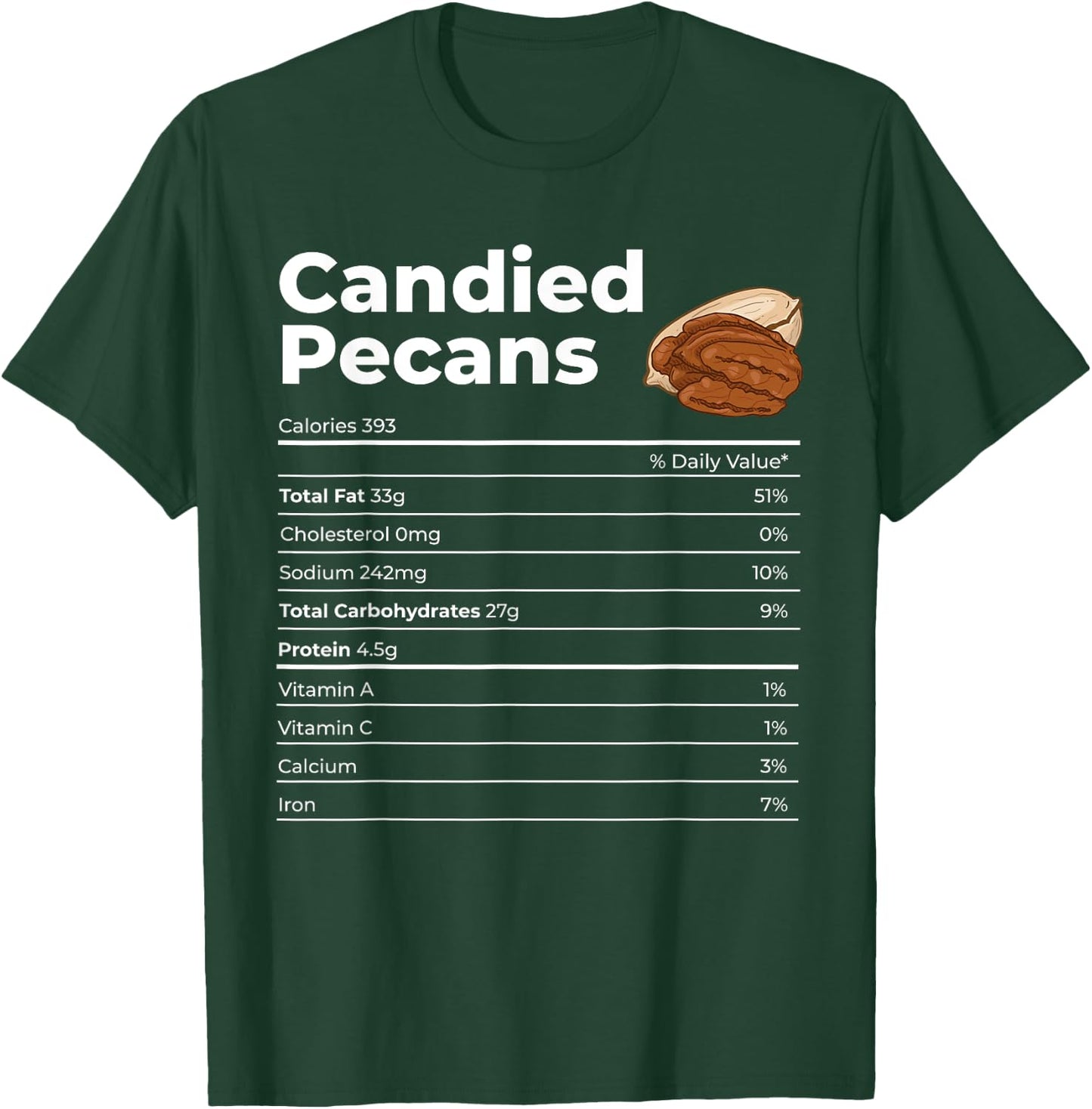 Nutrition Facts Candied Pecans T-Shirt - T-Shirt | Forest