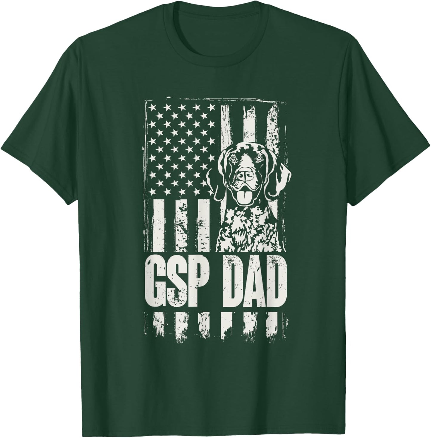 German Shorthaired Pointer GSP Dad Dog American Flag T-Shirt - T-Shirt | Forest