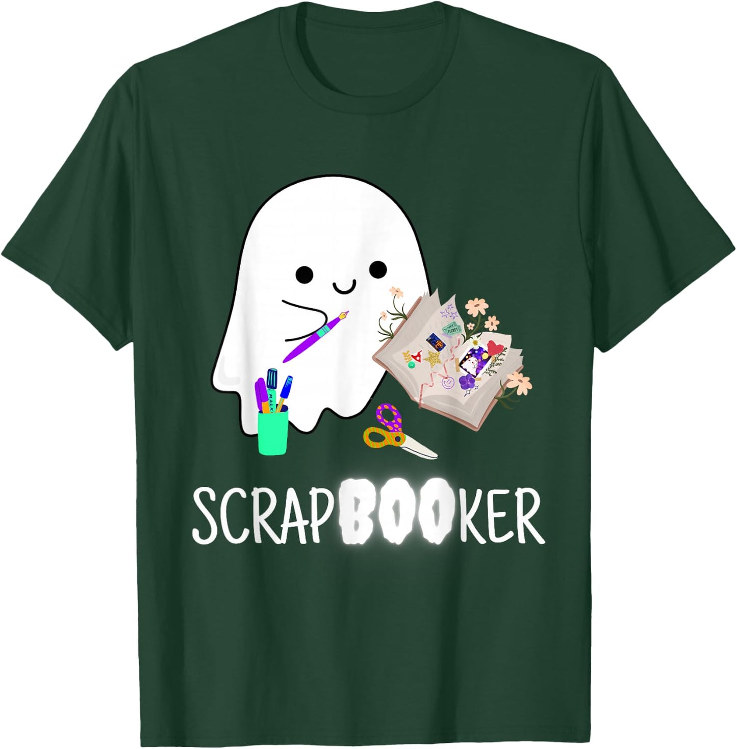 Cute Ghost Halloween Scrapbook Arts Crafts T-Shirt - T-Shirt | Forest