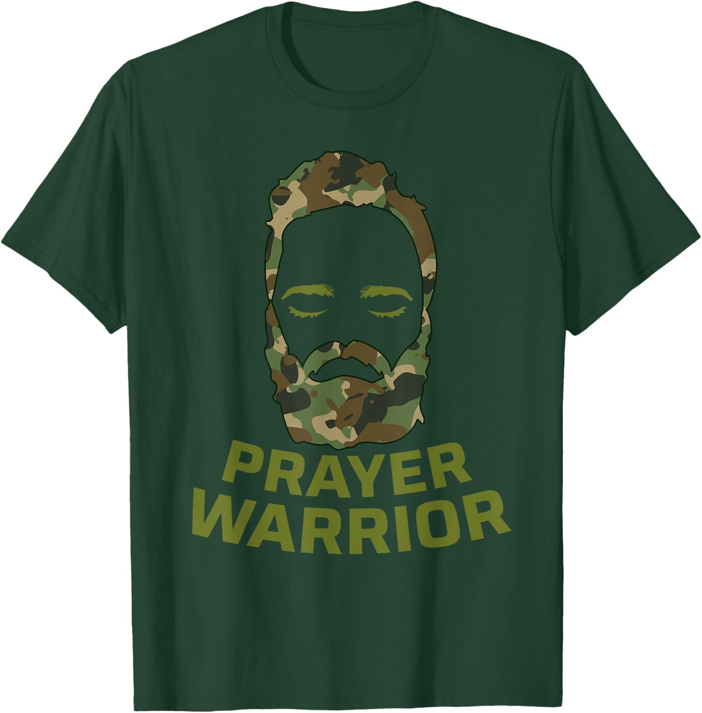 Prayer Warrior Men Camo God Jesus T-Shirt - T-Shirt | Forest