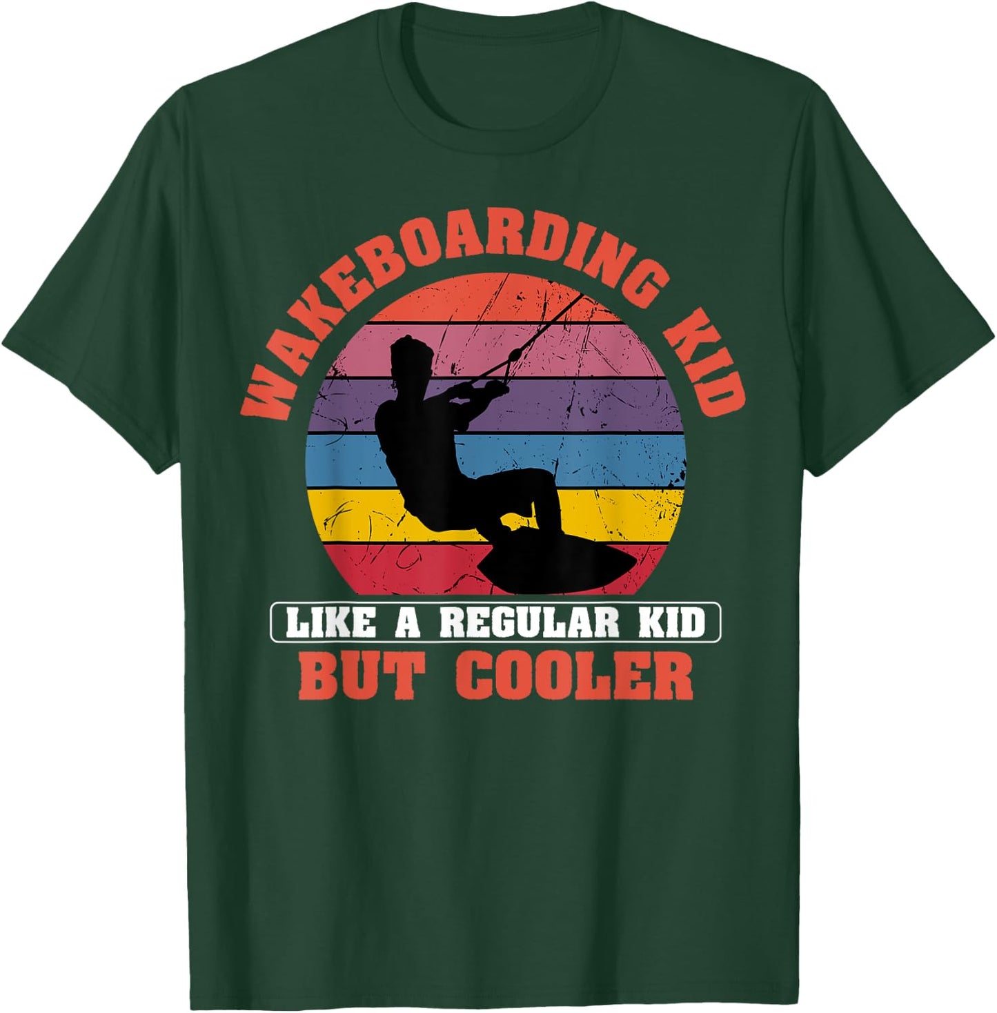 Wakeboarding Kid Retro Vintage Waterskiing Wakeboarder Sport T-Shirt - T-Shirt | Forest