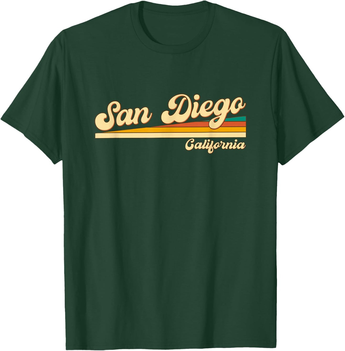 San Diego - California - Vintage / Retro Stripes - Classic T-Shirt - T-Shirt | Forest