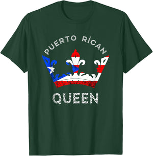Puerto Rico Puerto Rican Flag Queen Crown Puertorro Pride T-Shirt - T-Shirt | Forest