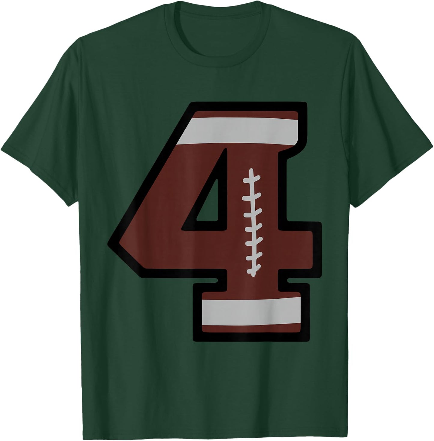 Number #4 Football T-Shirt - T-Shirt | Forest