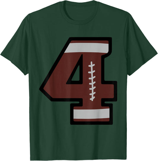 Number #4 Football T-Shirt - T-Shirt | Forest