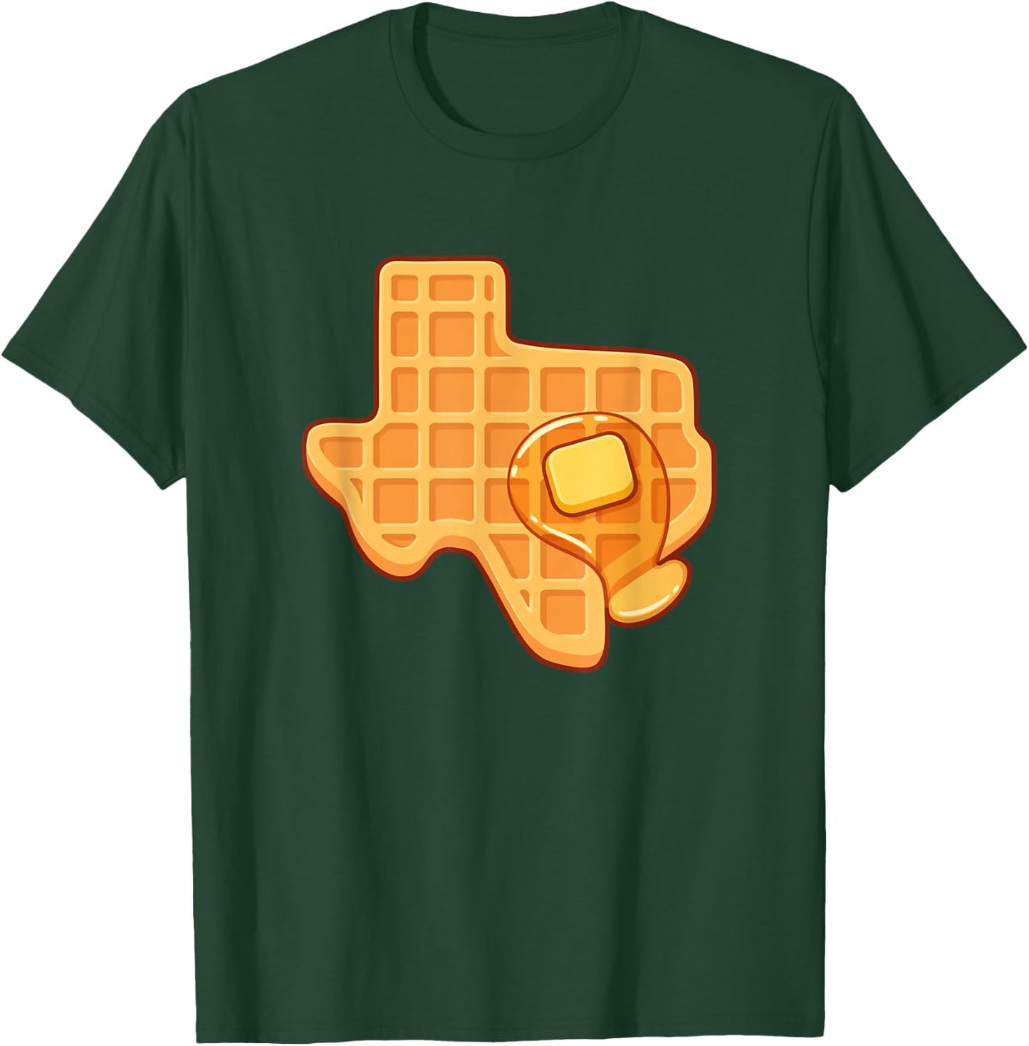 Funny Texas Shaped Waffle With Syrup And Butter Austin City T-Shirt - T-Shirt | Forest