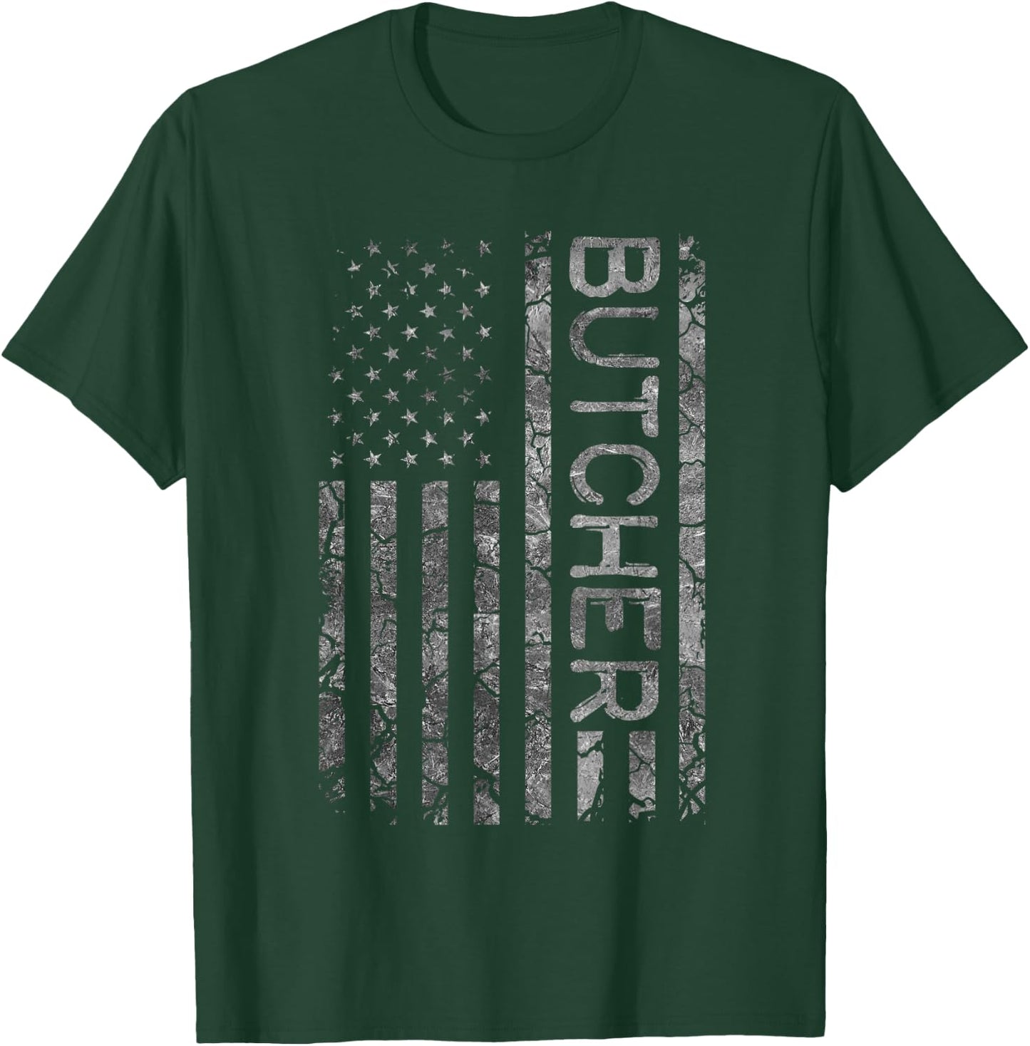 Butcher Funny Job Title Worker American Flag Butcher T-Shirt - T-Shirt | Forest