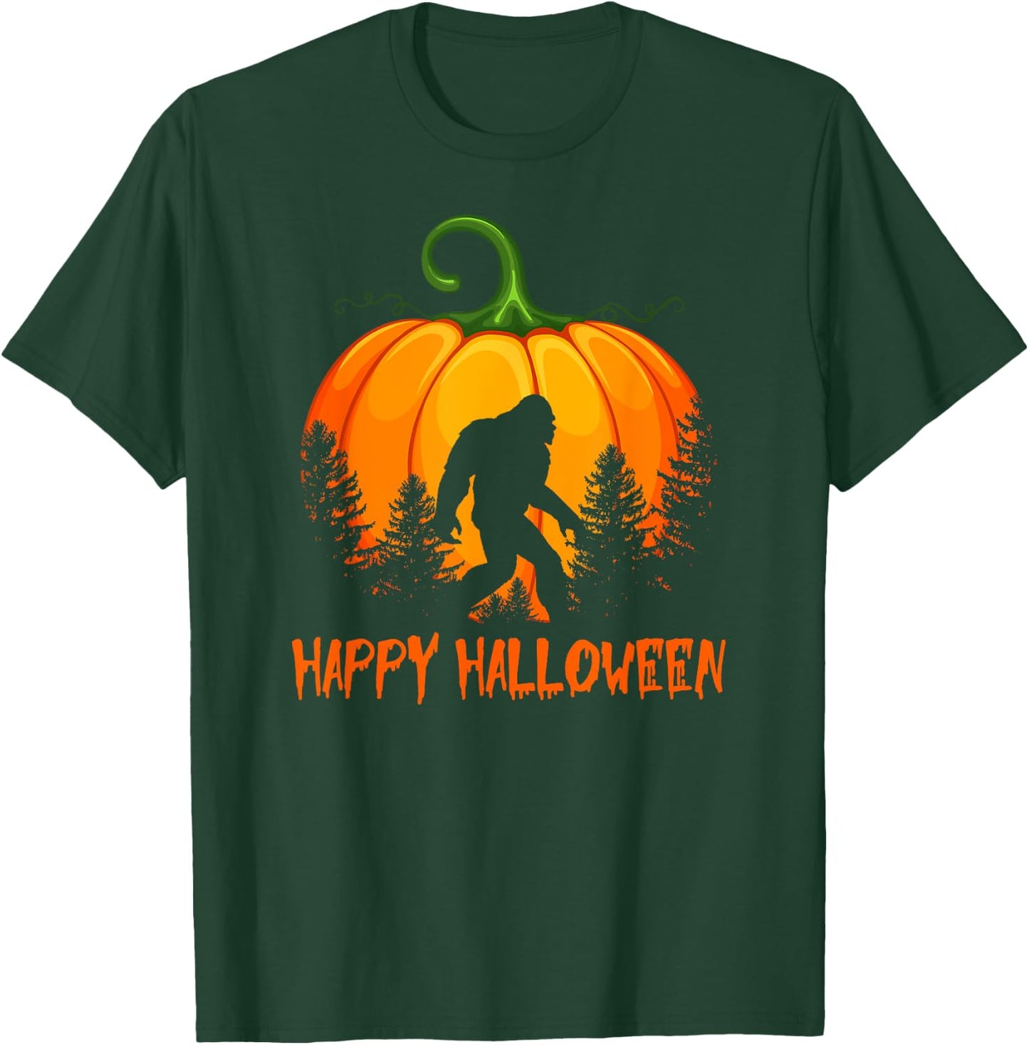 Vintage Bigfoot Pumpkin Halloween T-Shirt - T-Shirt | Forest