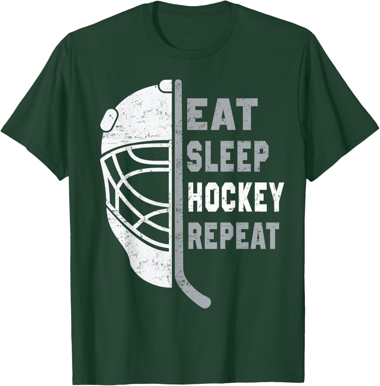 Eat Sleep Hockey Repeat Hockey Lovers Kids Youth Women T-Shirt - T-Shirt | Forest