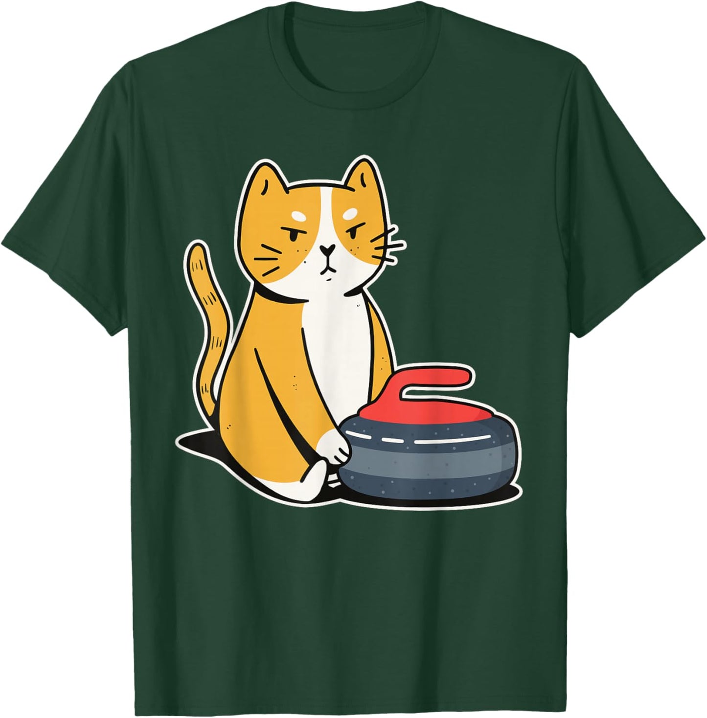 Curler Cat I Cat Curling I Curling Player T-Shirt - T-Shirt | Forest