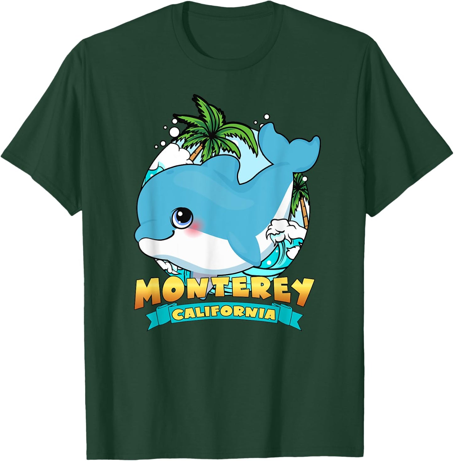 MONTEREY CALIFORNIA | Cute Baby Dolphin Beach Souvenir T-Shirt - T-Shirt | Forest