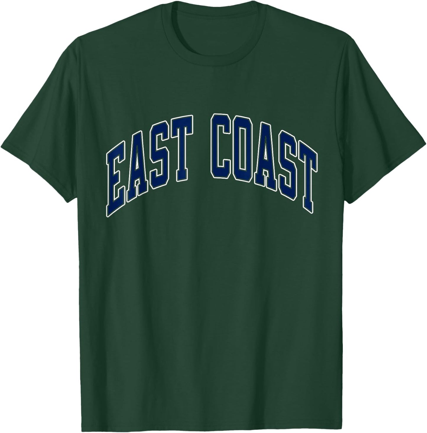 East Coast Varsity Style Navy Text T-Shirt - T-Shirt | Forest