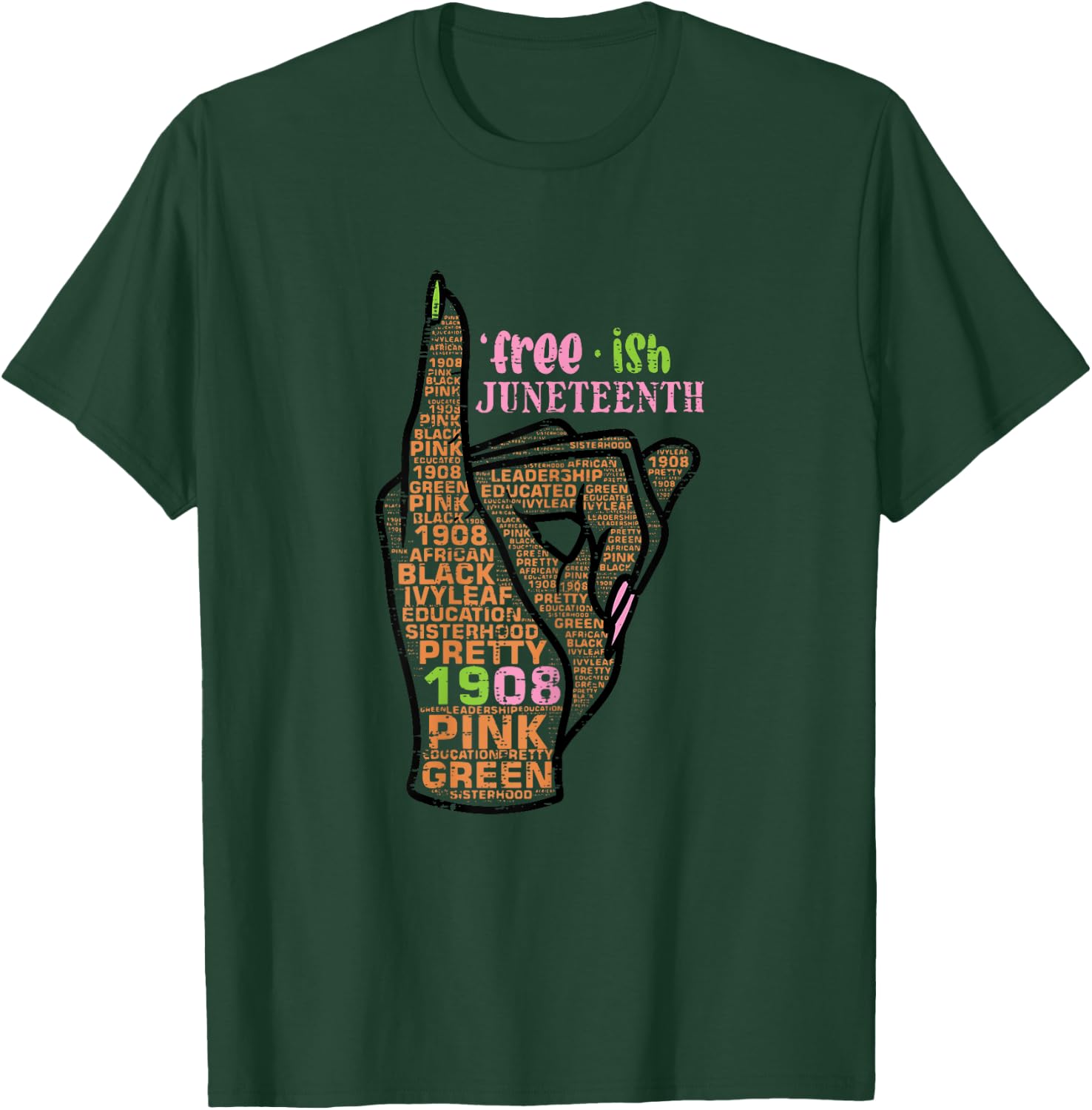 Juneteenth Freeish Pinky 1908 Black African American Women T-Shirt - T-Shirt | Forest