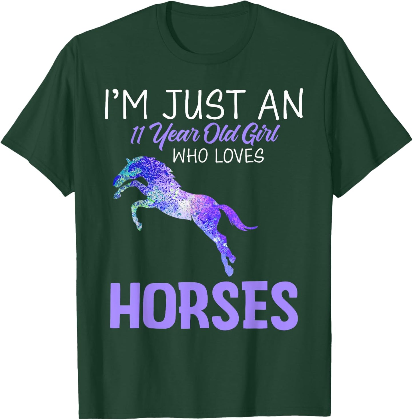 I'm an 11 Year Old Birthday Girl Who Loves Horses Tie Dye T-Shirt - T-Shirt | Forest