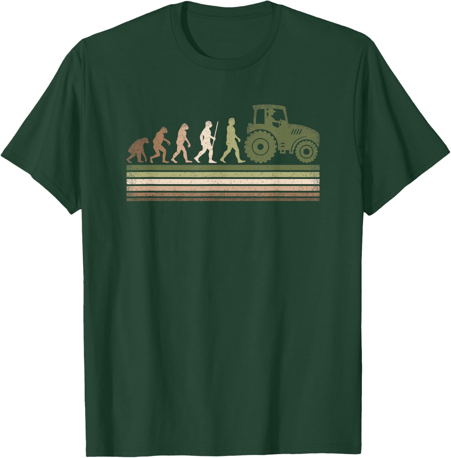 Funny Retro Evolution Tractor Farmer Farming Agriculture Men T-Shirt - T-Shirt | Forest