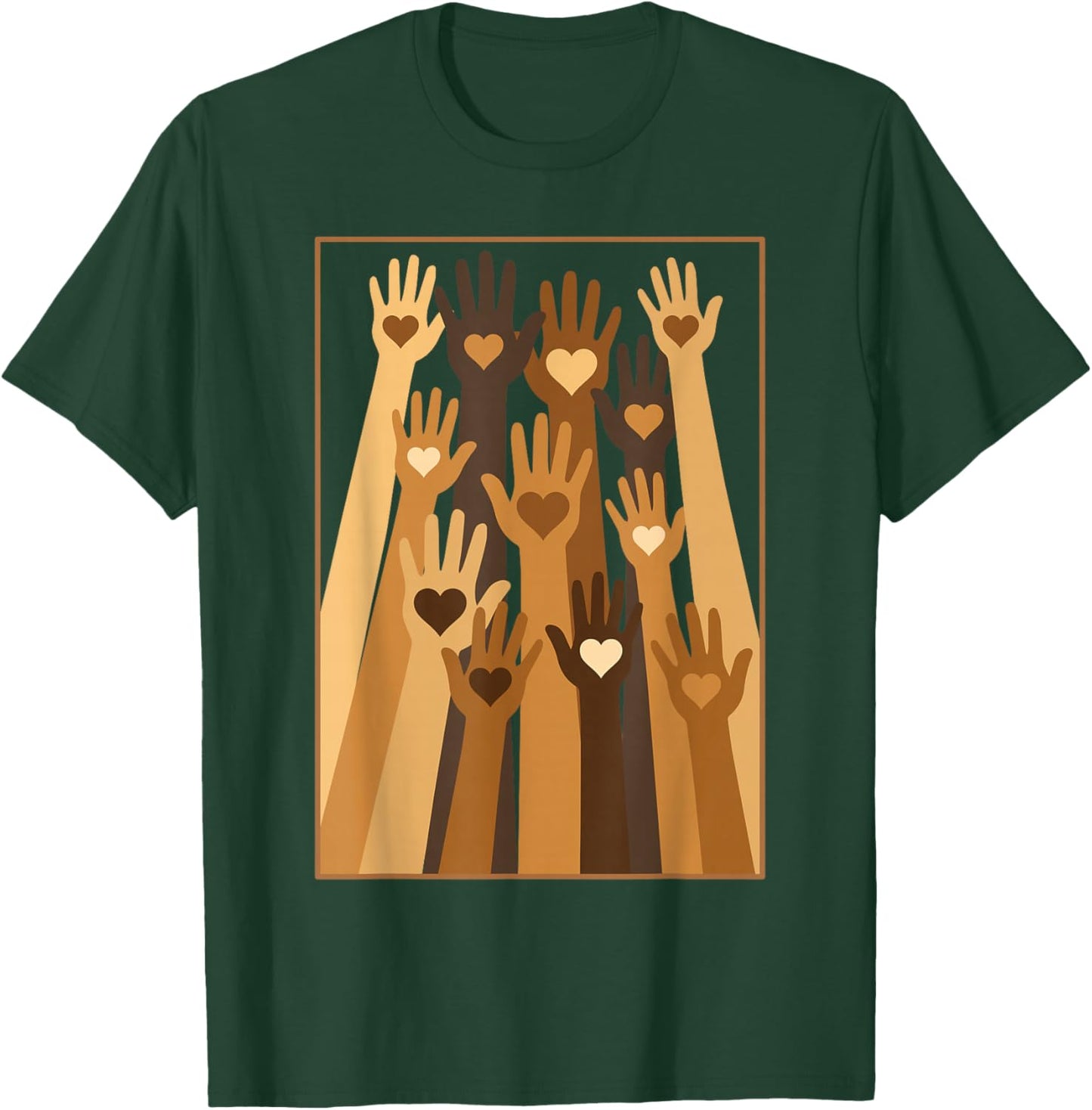 Melanin Hand Hearts Black History Month BLM African American T-Shirt - T-Shirt | Forest