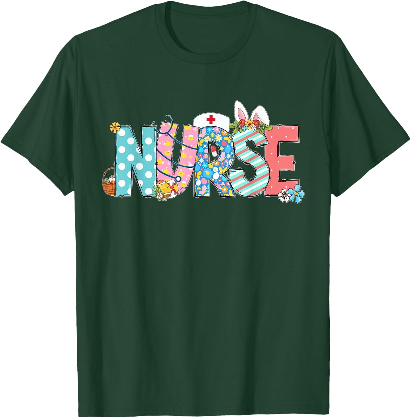 Easter Nurse With Stethoscope And Easter Eggs Nurse Easter T-Shirt - T-Shirt | Forest