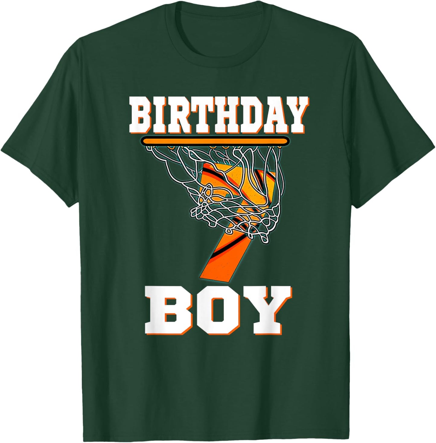 7 Years Old Basketball Boy 7th Birthday Party Celebration T-Shirt - T-Shirt | Forest