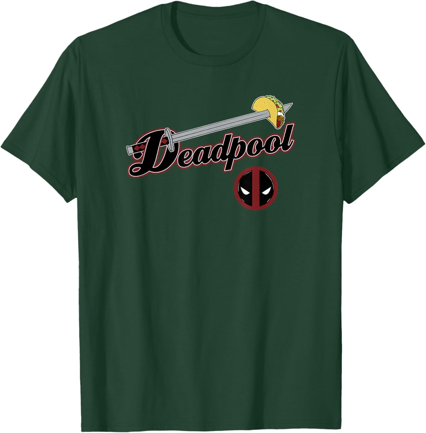 Marvel Comics Retro Classic Deadpool Sword & Taco Logo T-Shirt - T-Shirt | Forest
