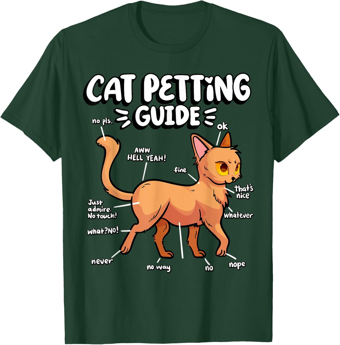 Cat Petting Guide Fluffy Kitten Animal Friend Cute Cat T-Shirt - T-Shirt | Forest