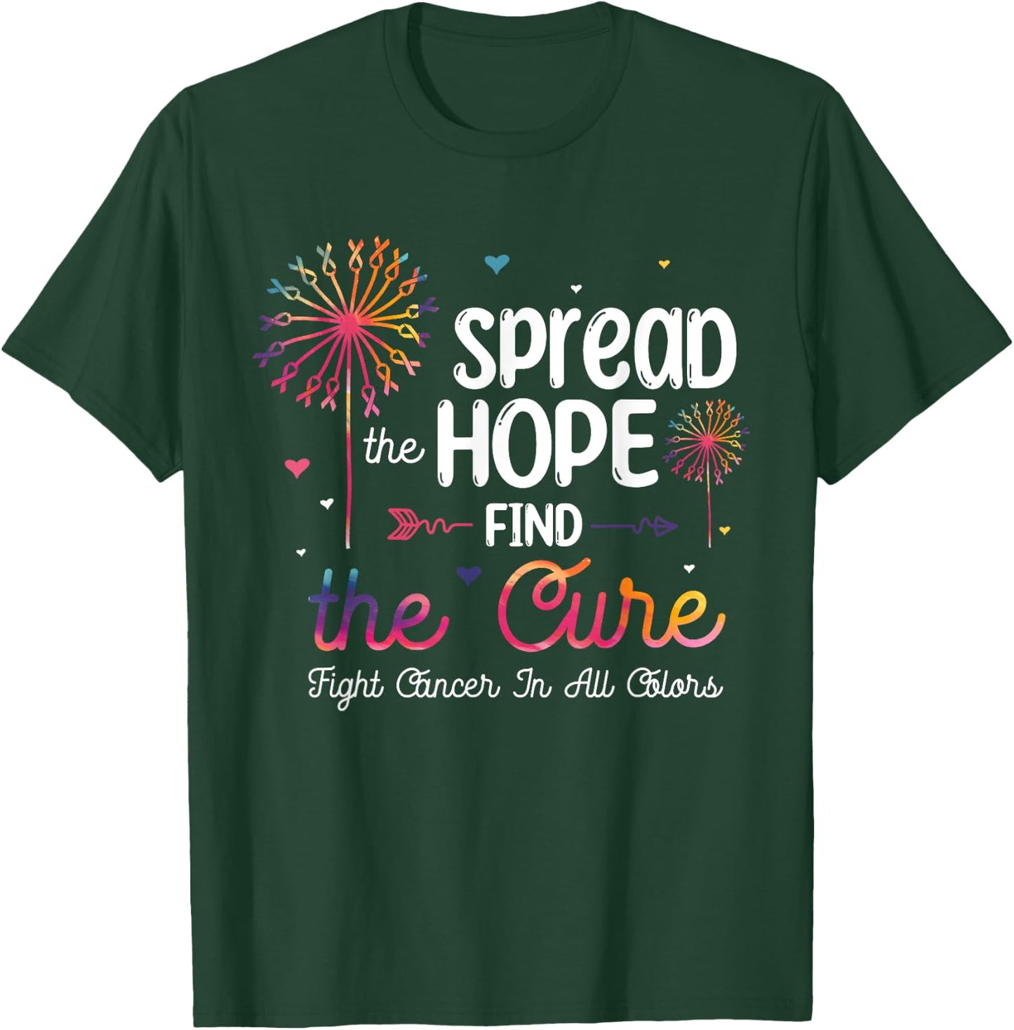 Fight Cancer In All And Every Color - Ribbons Flower Heart T-Shirt - T-Shirt | Forest