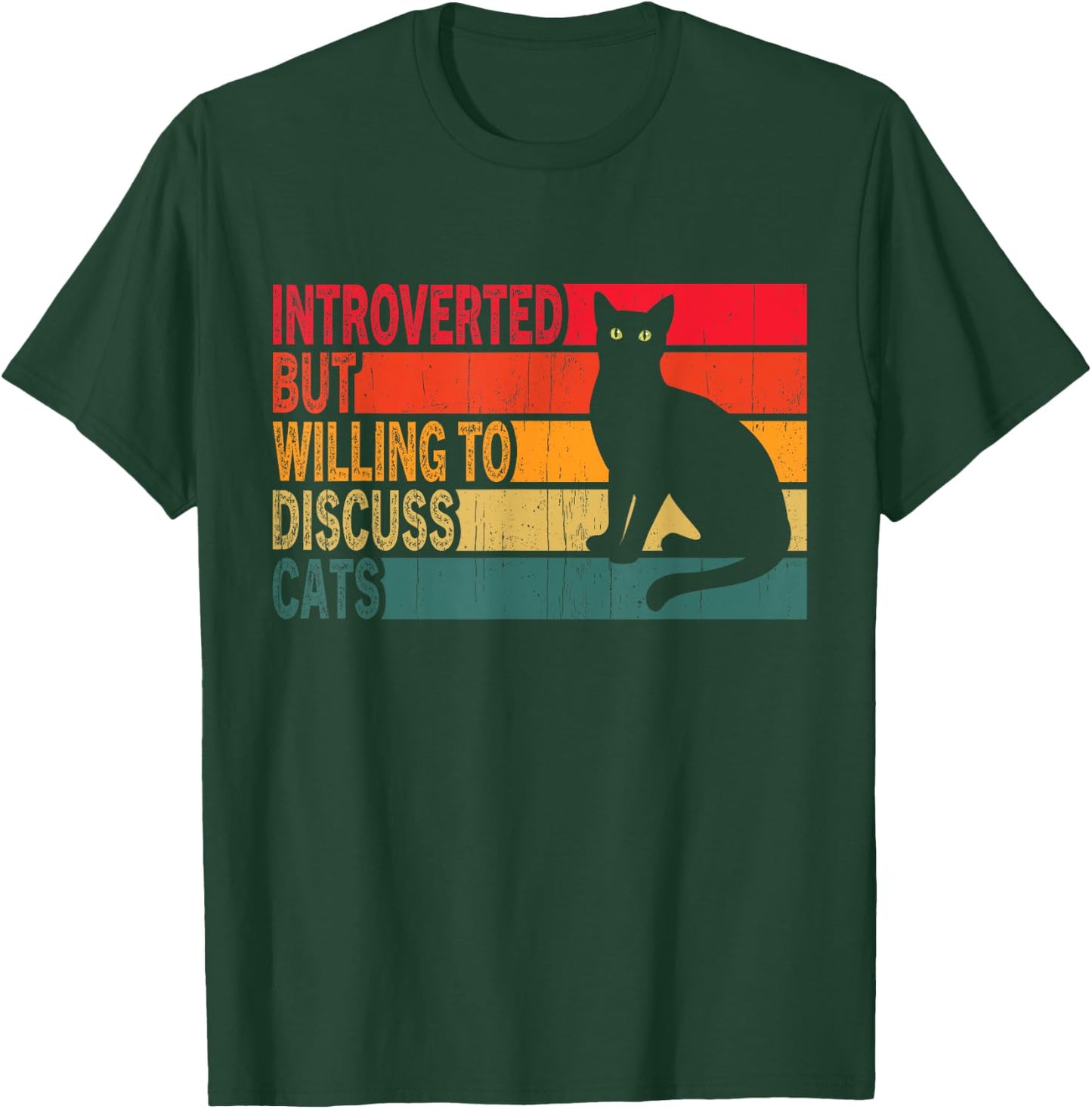 Introverted But Willing To Discuss Cats Vintage Cat Lover Women T-Shirt - T-Shirt | Forest